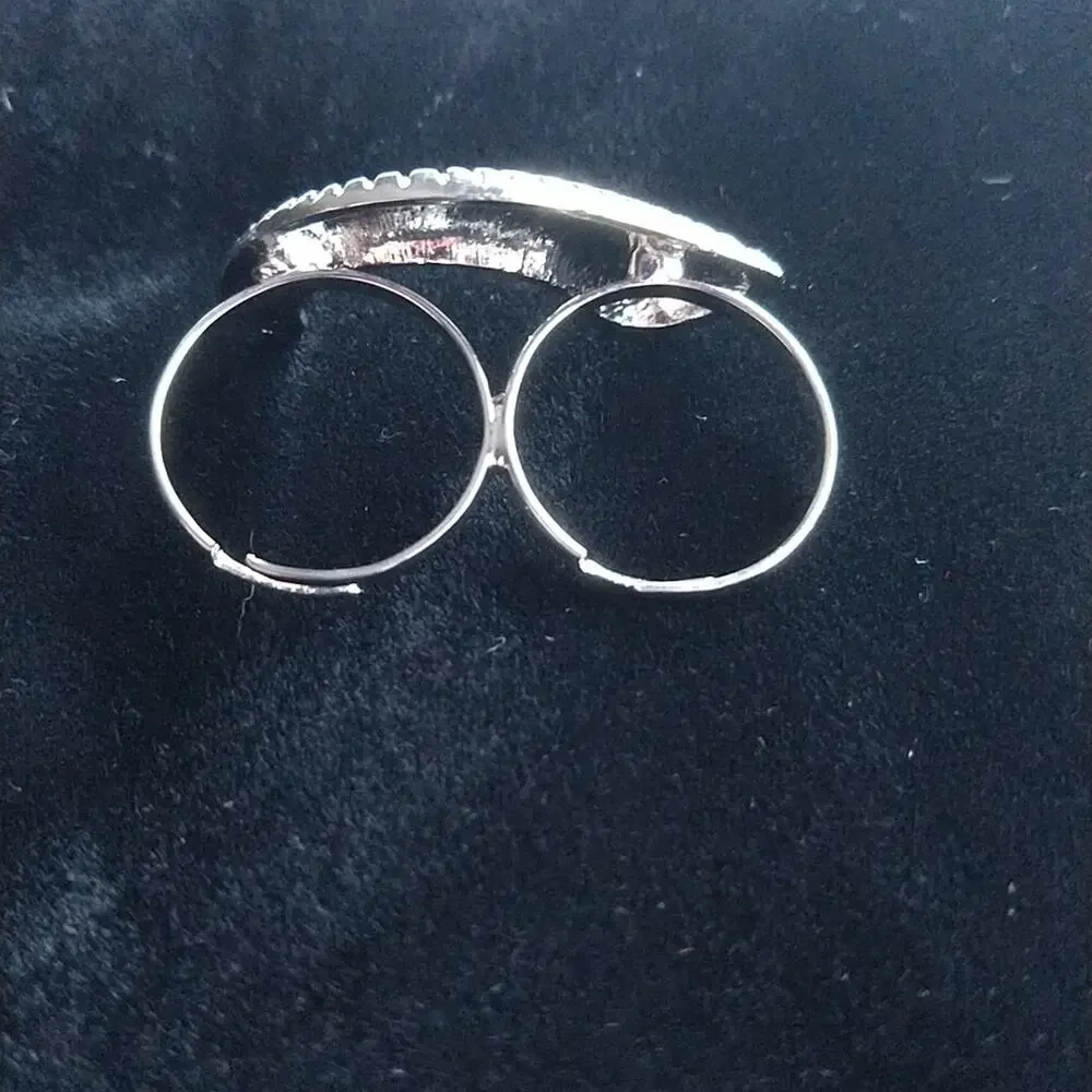 Ring Worm, Adjustable Double Finger Ring; Worm or Ram Horn OSFA both bands